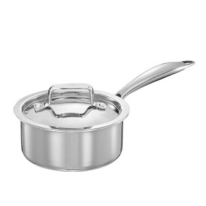 Inalsa Stainless Steel Induction Friendly Platinum Triply Sauce Pan with Lid (14cm, 1.25L, Silver, Small)