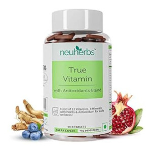 Neuherbs Multivitamin | True Vitamin For Men And Women With Antioxidant & Herbs Blend Vitamin C, D3, Zinc,Vitamin, Ginseng Extract For Energy, Stamina & Immunity 60 Multivitamin Tablets [Apply ₹200 Coupon]