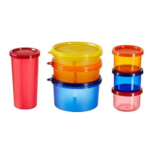 Amazon Brand - Solimo Food Saver Combo - Set of 7 Plastic Lunch Box & Left Over Multi Purpose Containers (535ml x 1, 290ml x 1, 190ml x 1, 350ml x 1, 150ml x 3)