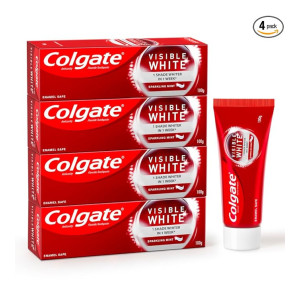 Colgate Visible White Toothpaste 400g (Combo Pack of 4 x 100g) Teeth Whitening Starts in 1 week, Safe on Enamel, Stain Removal Tooth Paste and Minty Flavour for Fresh Breath. [Subscribe & Save: 5% off]