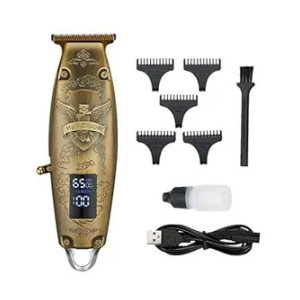 SHINON SH-2697 Cordless Digital Display 6500 RPM Powerful Motor Antiskid Full Metal Body Cordless T Blade Hair Clipper Professional 0 Gapped Outlining for Barbers 0 mm balding Shape up Runtime 180 min