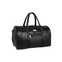 Fur Jaden Black Textured Leatherette Stylish & Spacious Weekender Duffle Bag for Travel