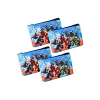 Kuber Industries Pack of 4 Pencil Pouch | Square Stationary Pouch | Pen-Pencil Box for Kids | School Geometry Pouch | Pencil Utility Bag | Zipper Pencil Organizer | Marvel Avengers | Black
