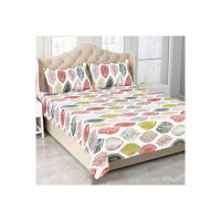 STATUS CONTRACT Spring Summer Collection-2024 Cotton Rich Double Bedsheet with 2 Pillow Covers for Bed Room, Home, Hotel-120 GSM (Floral)