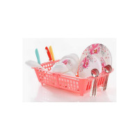 Primelife Plastic Adjustable Over Sink Dish Drainer, Vegetables Drying Rack Basket, Organizer Tray for Home & Kitchen - Pink (Adj - Basket)