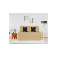Coirfit Two Seater, 4' X 6' Feet Folding Sofa Cum Bed - Perfect for Guests - Jute Fabric Washable Cover with Free Cushions - Beige