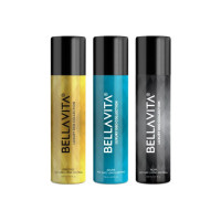 Bellavita Noir,Azure & Prestige Deo Parfum Combo|3x150ml|Long lasting Body spray| Deodorant Spray - For Men & Women  (450 ml, Pack of 3)