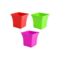 Bianco Multicolored Unbreakable Plastic Uber Pots for Indoor & Outdoor Plants (6.5x6.5x6 Inch) (Pack of 3, Multicolored)