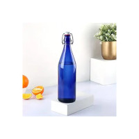 CELLO Aquaria Glass Water Bottle | Freezer Safe & Leakproof Flip Cap | Stylish & Unique Design | Durable & Scratch Proof | 1000ml, Navy Blue