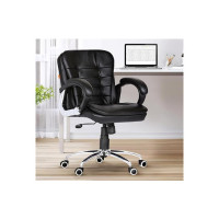 Da URBAN® Milford Mid Back Revolving Leatherette Ergonomic Home & Office Executive Chair with High Comfort Seating, Height Adjustable Seat & Heavy Duty Metal Base (Black)