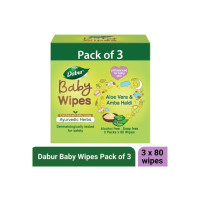 Dabur Baby Wipes with Moisture Lock Cap |Contains Aloevera| No Parabens & Phthalates  (240 Wipes)