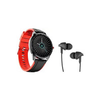 boAt Flash Edition Smartwatch with Activity Tracker,Multiple Sports Modes(Moon Red) & Bassheads 100 in Ear Wired Earphones with Mic(Black)