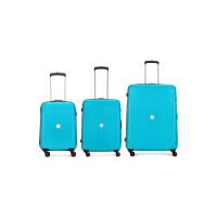 Aristocrat Armstrong 3 Pc Set Cabin 55 Cm(Small) Check-in 66 Cm(Medium) Check-in 75 Cm(Large) 4 Wheels Trolley Bags for Travel Hard Case Luggage, Lightweight Bag with Combination lock (Teal Blue) [Pay Using ICICI CC]