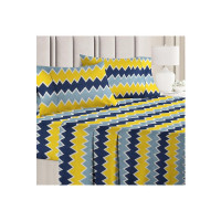 HOMEKART 100% Microfiber bedsheet for Double Bed with 2 Pillow Covers Breathable | Wrinklefree and Soft touch 144 TC Pattren ZigZag Yellow and Grey