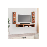 Amazon Brand - Solimo TV Unit for Living Room | 1 Year Warranty | TV Cabinet for Living Room, TV Unit, Engineered Wood with Wall Mount Set Top Box Stand & Wall Display Rack Upto 42'' |Brown