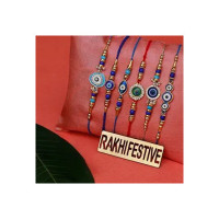 Perpetual Evil Eye Rakhi for Brother and Bhabhi Eco Friendly Lord Ganesha Idol for Home Décor and Rakhi for Brother Set of 6