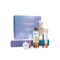 Just Herbs Makeup Kit for Women with Kohl Kajal, 3 in 1 Primer, Liquid Lipstick, Serum Foundation SPF 30+, Saptajal Makeup Removal Toner and Lip & Cheeck Tint (Gift Set) [coupon]