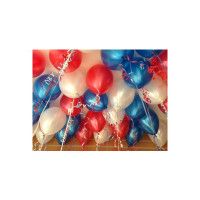 AMFIN® 10 Inch (Pack of 50) Metallic Balloons Blue, White & Red for Birthday Decoration, Decoration for Weddings, Engagement, Baby Shower, 1st Birthday, Anniversary Party, Theme Party, Office Party