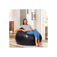 Amazon Brand - Solimo Premium Faux Leather Bean Bag, Filled With Beans | Capacity: Upto 6 Ft 3 In Height, 120 Kg Weight | 3Xl | Black