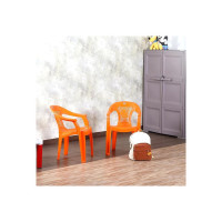 Cello Teddy Comfortable Kids Chair with Backrest for Study Chair|Play|Dining Room|Bedroom|Kids Room|Living Room|Indoor-Outdoor|Dust Free|100% Polypropylene Stackable Chairs, Orange