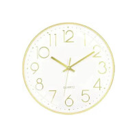 Rylan Wall Clock 12" Silent Quartz Decorative Latest Wall Clock Non-Ticking Classic Clock Battery Operated Round Easy to Read for Room/Home/Kitchen/Bedroom/Office/School- (Gold White).