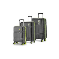 Safari Zany Recessed Tsa Lock, 8 Wheels, Hardside (Cabin & Check-in) Polycarbonate Trolley Spinner Luggage Set of 3, Black Color 55Cm, 67Cm & 78Cm, Small, Medium, Large