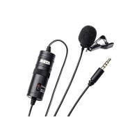 Boya ByM1 Auxiliary Omnidirectional Lavalier Condenser Microphone with 20ft Audio Cable (Black)