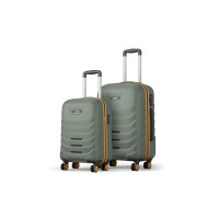 Safari Crescent 8 Wheels Set of 2, Cabin & Check-in Trolley Bags Hard Case Polycarbonate 360 Degree Wheeling System Luggage, Travel Bags, Suitcase for Travel, Trolley Bags for Travel, Thyme Green