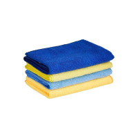 Amazon Brand - Presto! 88% Polyester / 12% Polyamide Microfiber Cloth in Multi Color GSM -340 (4pcs Set) Variant 1- Orange, Light Blue, Yellow, Blue