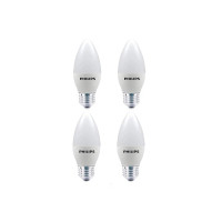 PHILIPS E27 Frosted Candle 400-Lumen Decorative Wall Lights (4W, Pack of 4, White)