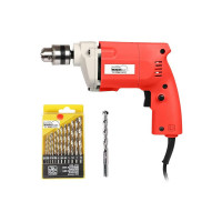 WONDERCUT WC-ED-10-R-CMB Drill Machine 10mm With Free 13Pcs HSS Drill Bits & 1Pc Masonary Bit Combo, Red (Coupon)