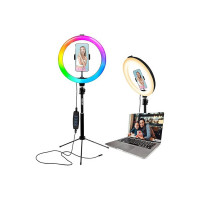 Ant Esports CARK12R (12 Inch) LED 7 Multi Color RGB Ring Light with 5.2 Feet Tripod Stand,Metal Head and Flexible Phone Holder for Mobile Phones,Gopro & DSLR Camera for Capturing Photo and Video Shoot